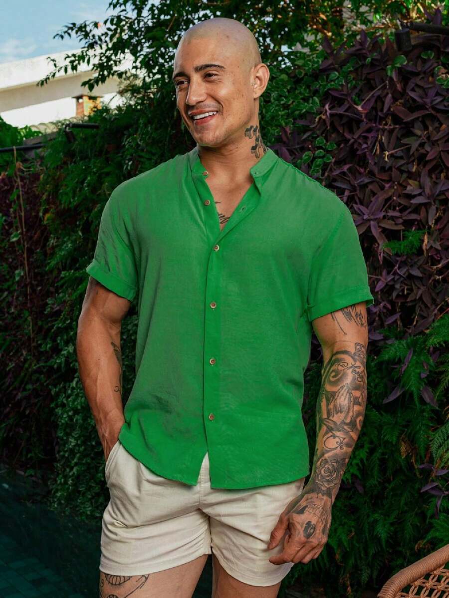Camisa Masculina Manga Curta Gola Padre Qualidade Premium