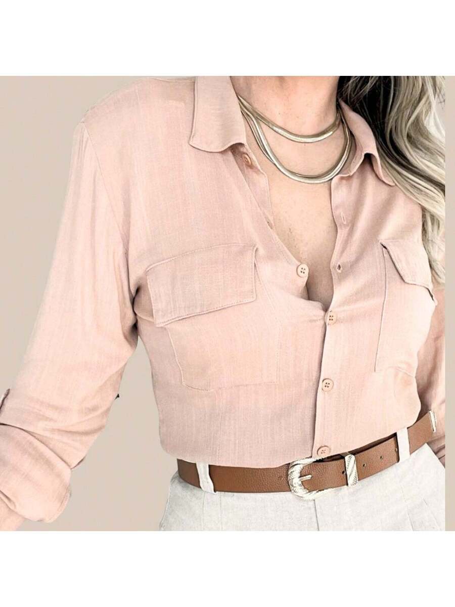 Camisa Social Feminina Manga Longa