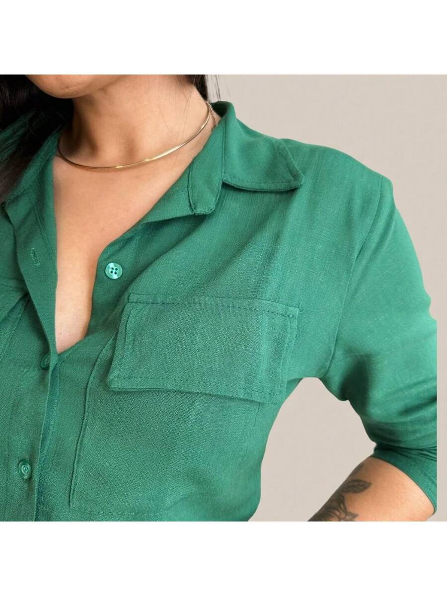 Camisa Social Feminina Manga Longa