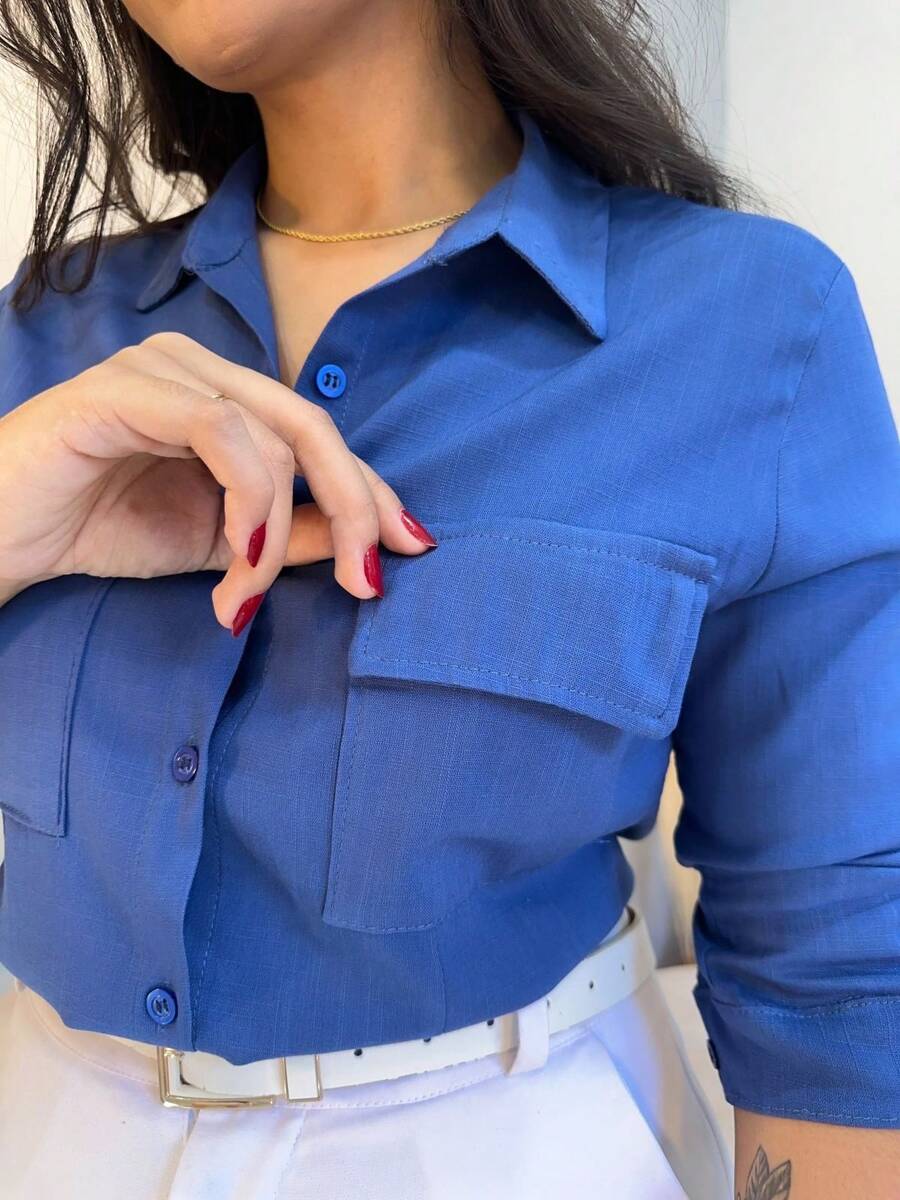 Camisa Social Feminina Manga Longa