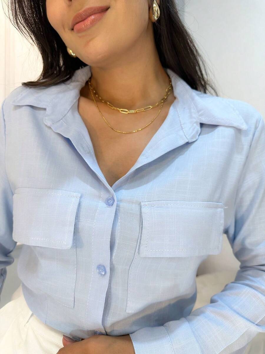Camisa Social Feminina Manga Longa