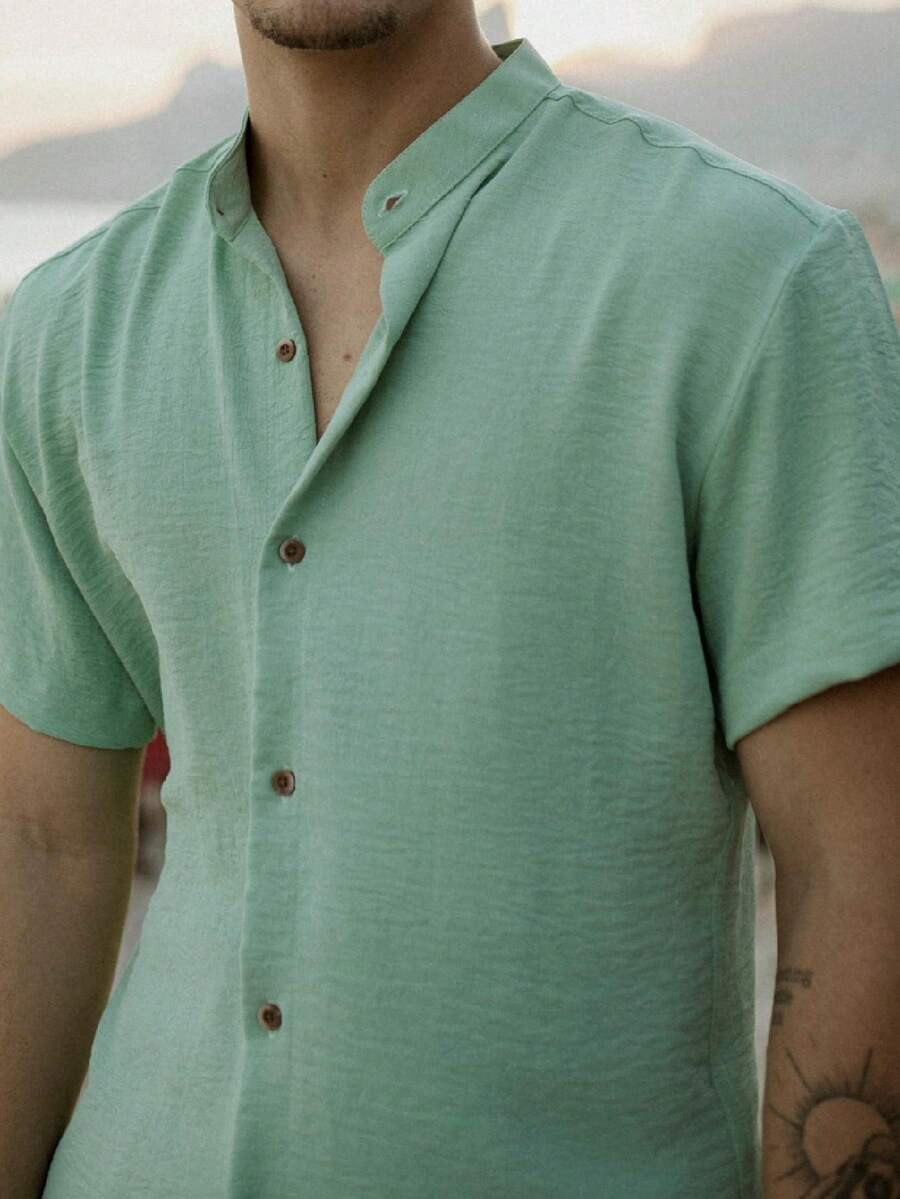 Camisa Masculina Manga Curta Gola Padre Qualidade Premium