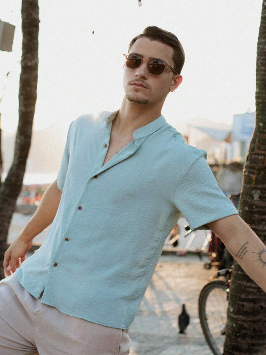Camisa Masculina Manga Curta Gola Padre Qualidade Premium
