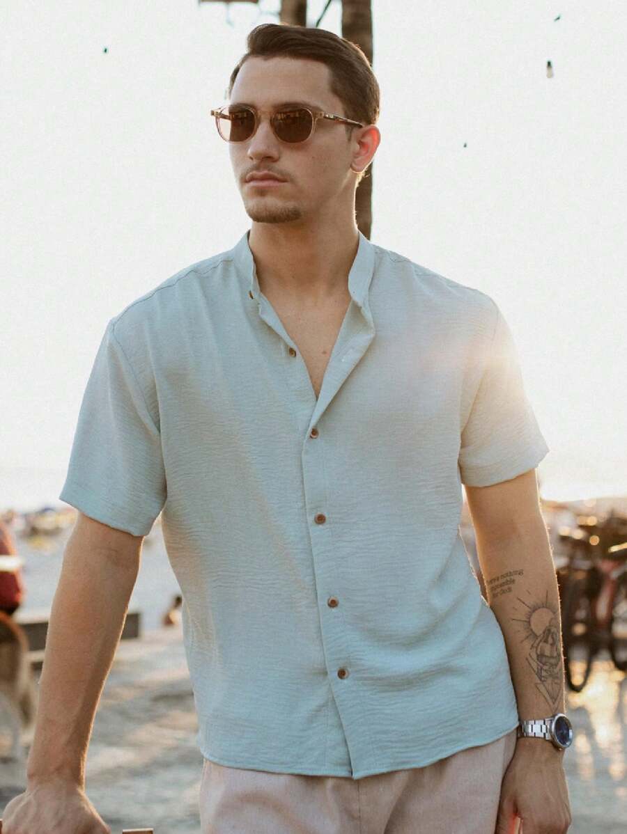 Camisa Masculina Manga Curta Gola Padre Qualidade Premium