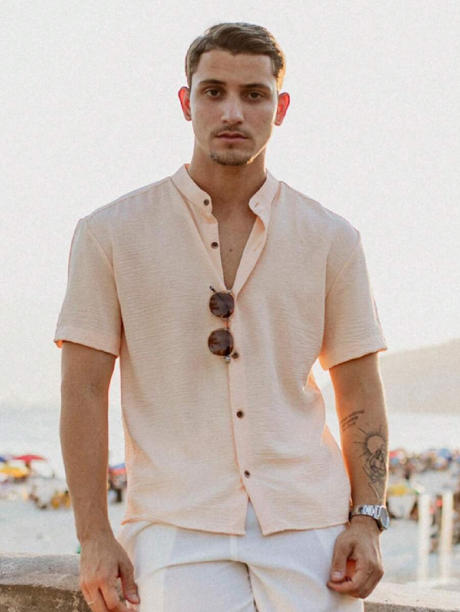 Camisa Masculina Manga Curta Gola Padre Qualidade Premium