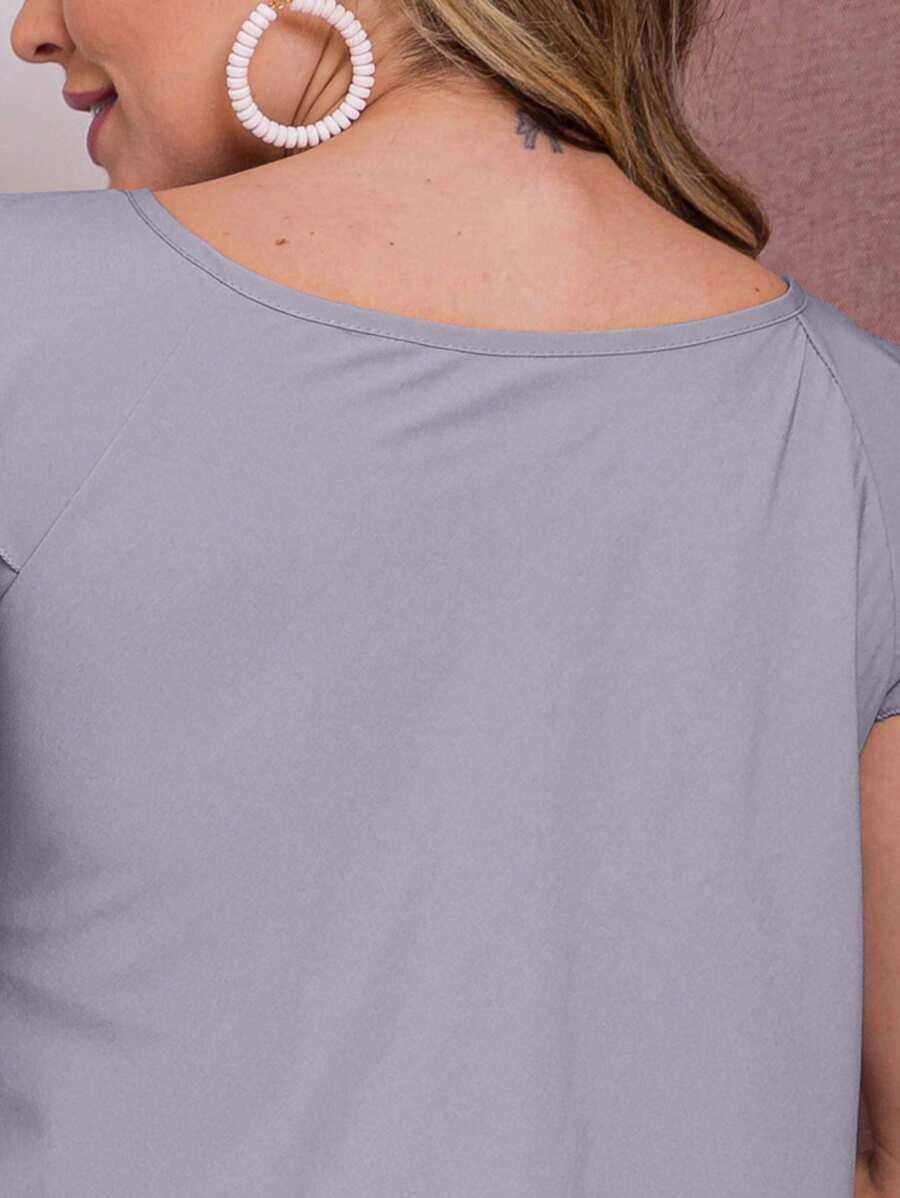 Blusa Feminina Babado Manga Curta Regata Moda Verão