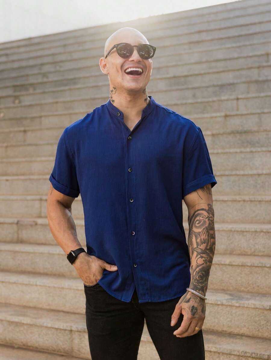 Camisa Masculina Manga Curta Gola Padre Qualidade Premium