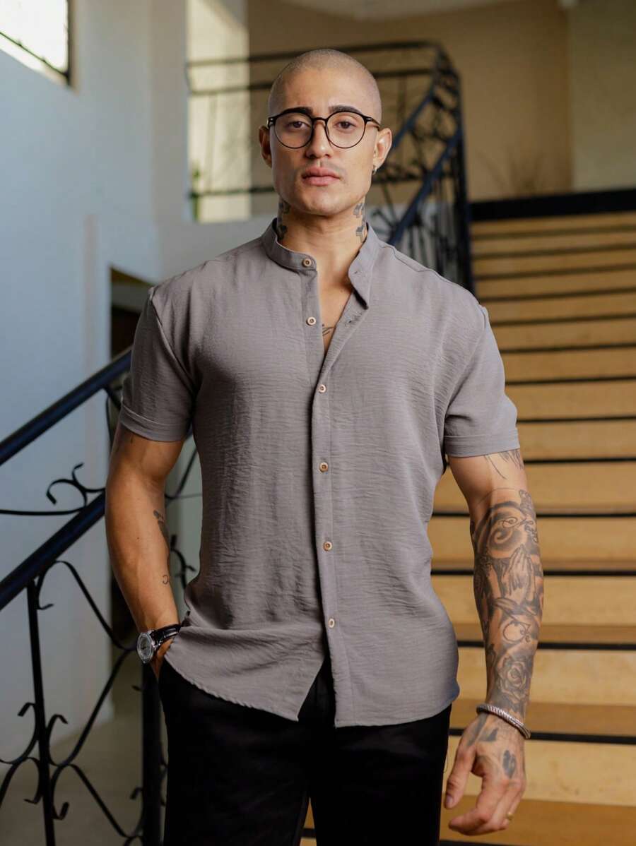 Camisa Masculina Manga Curta Gola Padre Qualidade Premium