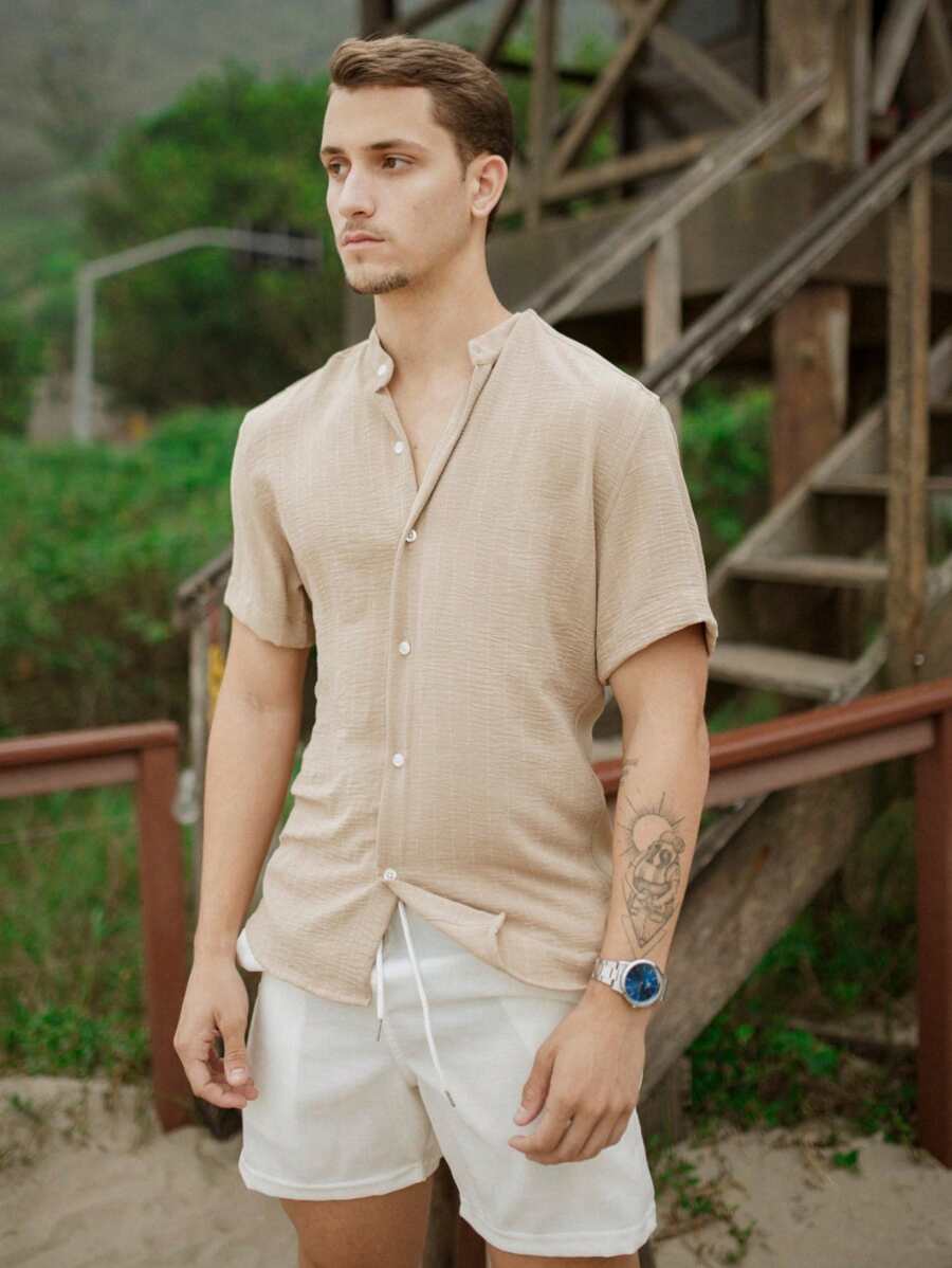 Camisa Masculina Manga Curta Gola Padre Qualidade Premium