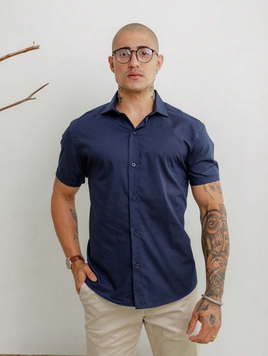 Camisa Masculina Manga Curta Gola Padre Qualidade Premium