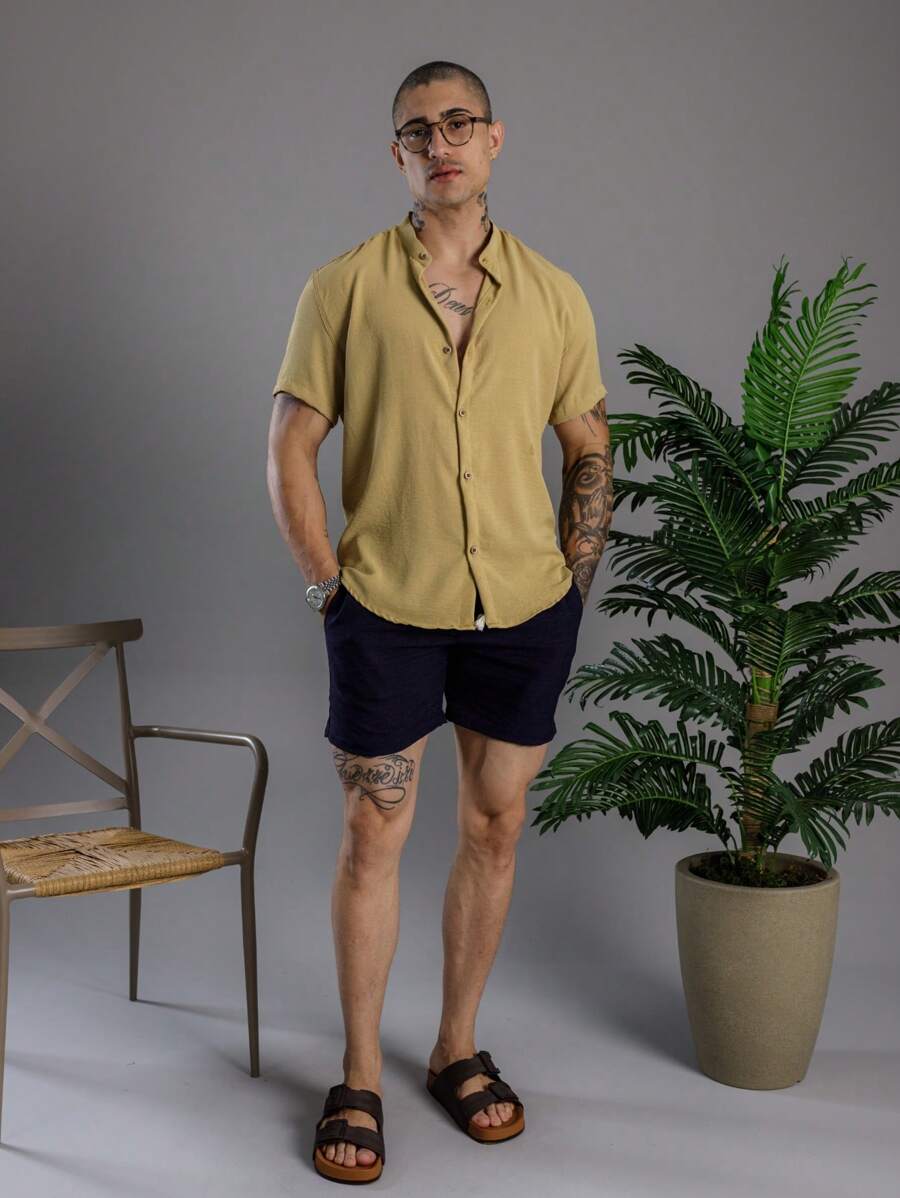 Camisa Masculina Manga Curta Gola Padre Qualidade Premium