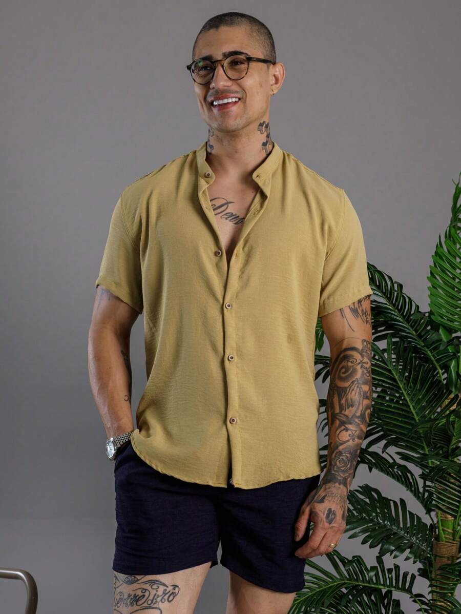 Camisa Masculina Manga Curta Gola Padre Qualidade Premium