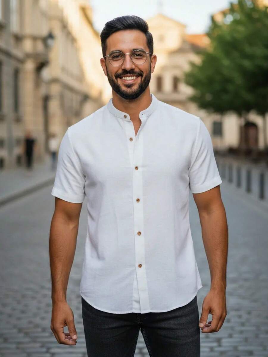 Camisa Masculina Manga Curta Gola Padre Qualidade Premium