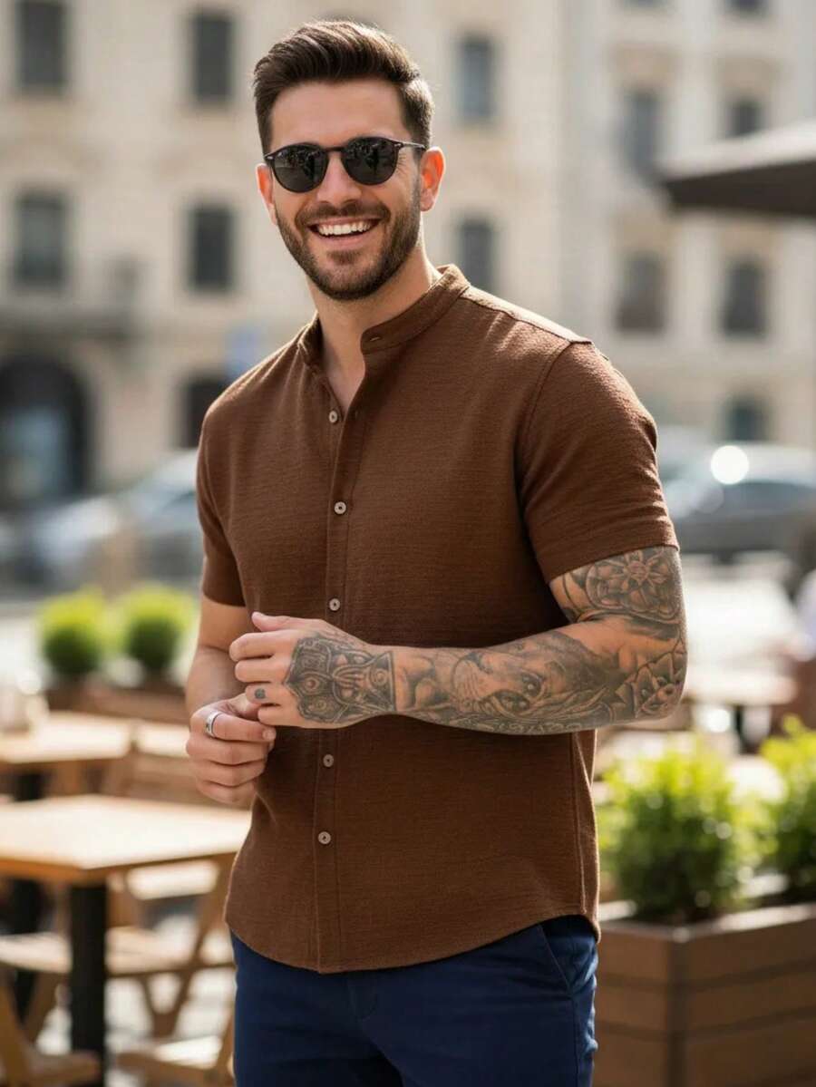 Camisa Masculina Manga Curta Gola Padre Qualidade Premium