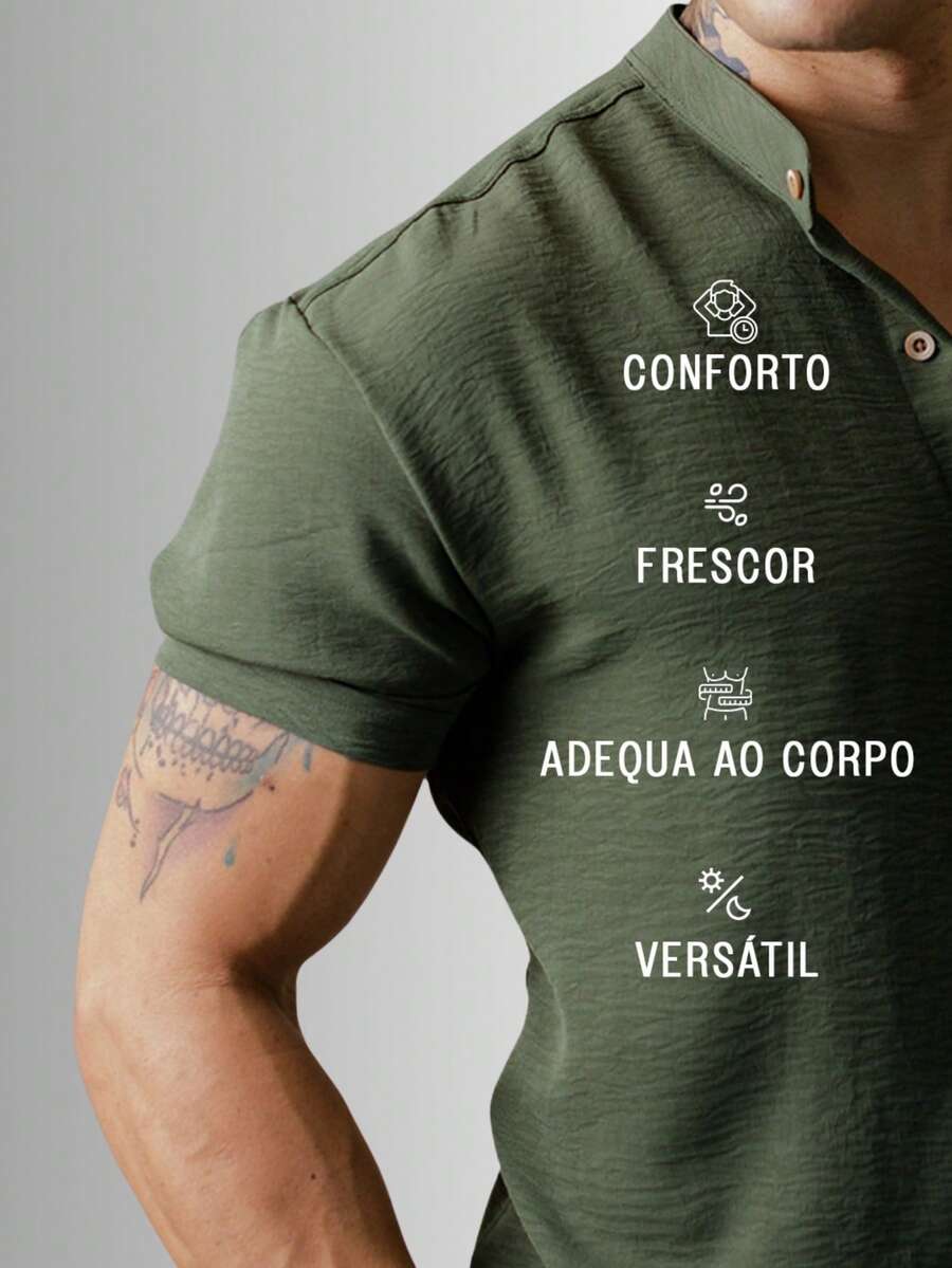 Camisa Masculina Manga Curta Gola Padre Qualidade Premium