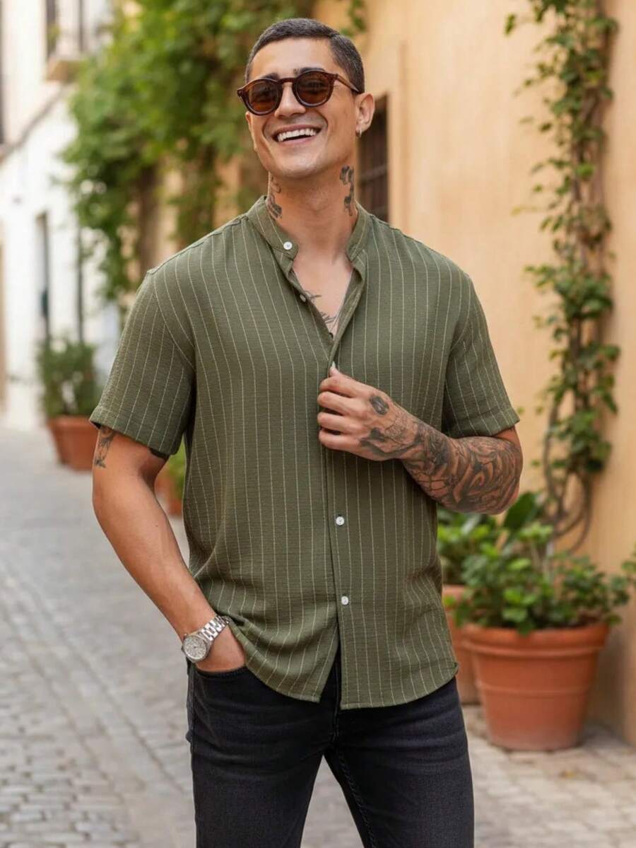 Camisa Masculina Manga Curta Gola Padre Qualidade Premium