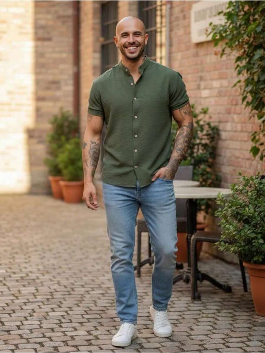 Camisa Masculina Manga Curta Gola Padre Qualidade Premium