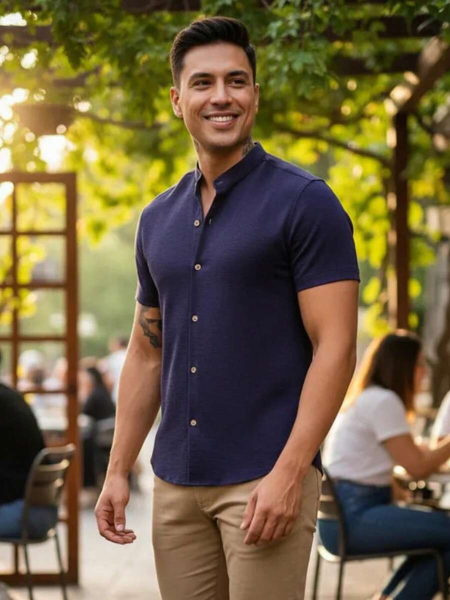 Camisa Masculina Manga Curta Gola Padre Qualidade Premium