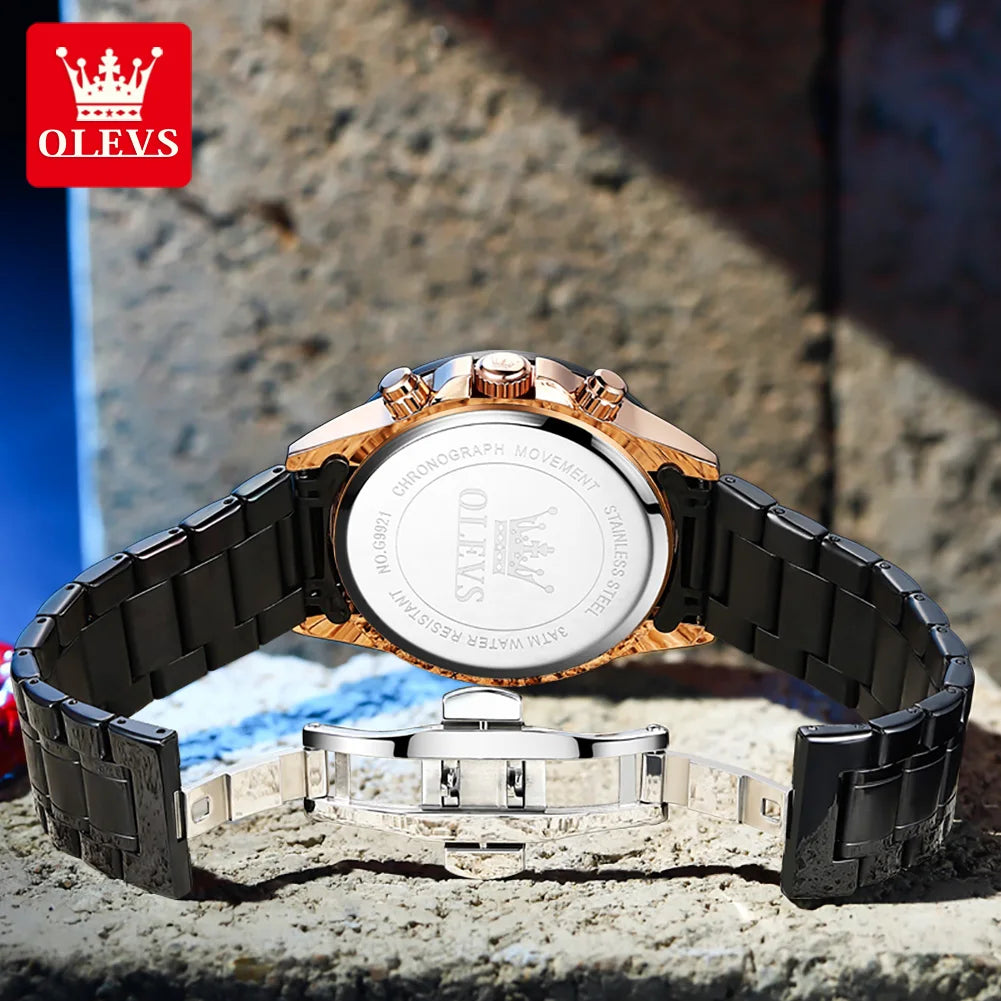 OLEVS Relógio Masculino Original Esqueleto Quartzo