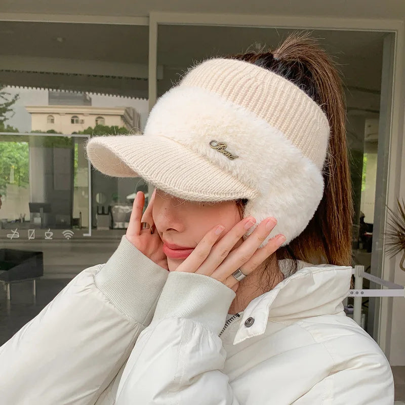 Boné Feminino de Lã com Forro Quente e Design Windproof – (Promoção de Inverno 2025)