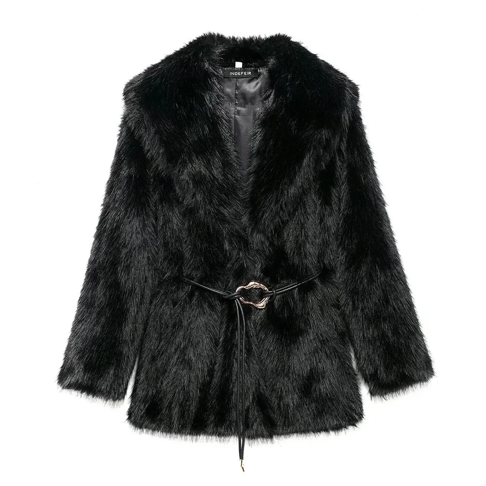 Casaco Feminino Para Inverno Com Cinto Decorativo - (Promoção de Inverno 2025)