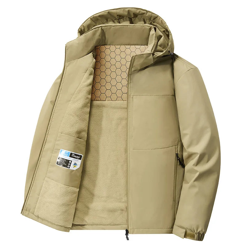 Jaqueta Masculina Tática Impermeável com Capuz Monocromática - (Promoção de Inverno 2025)