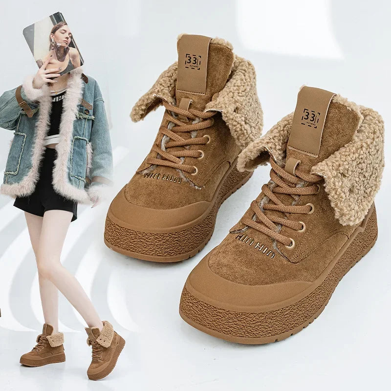 Bota Curta Feminina Plataforma Antiderrapante Conforto e Estilo Para Inverno – (Promoção de Inverno 2025)