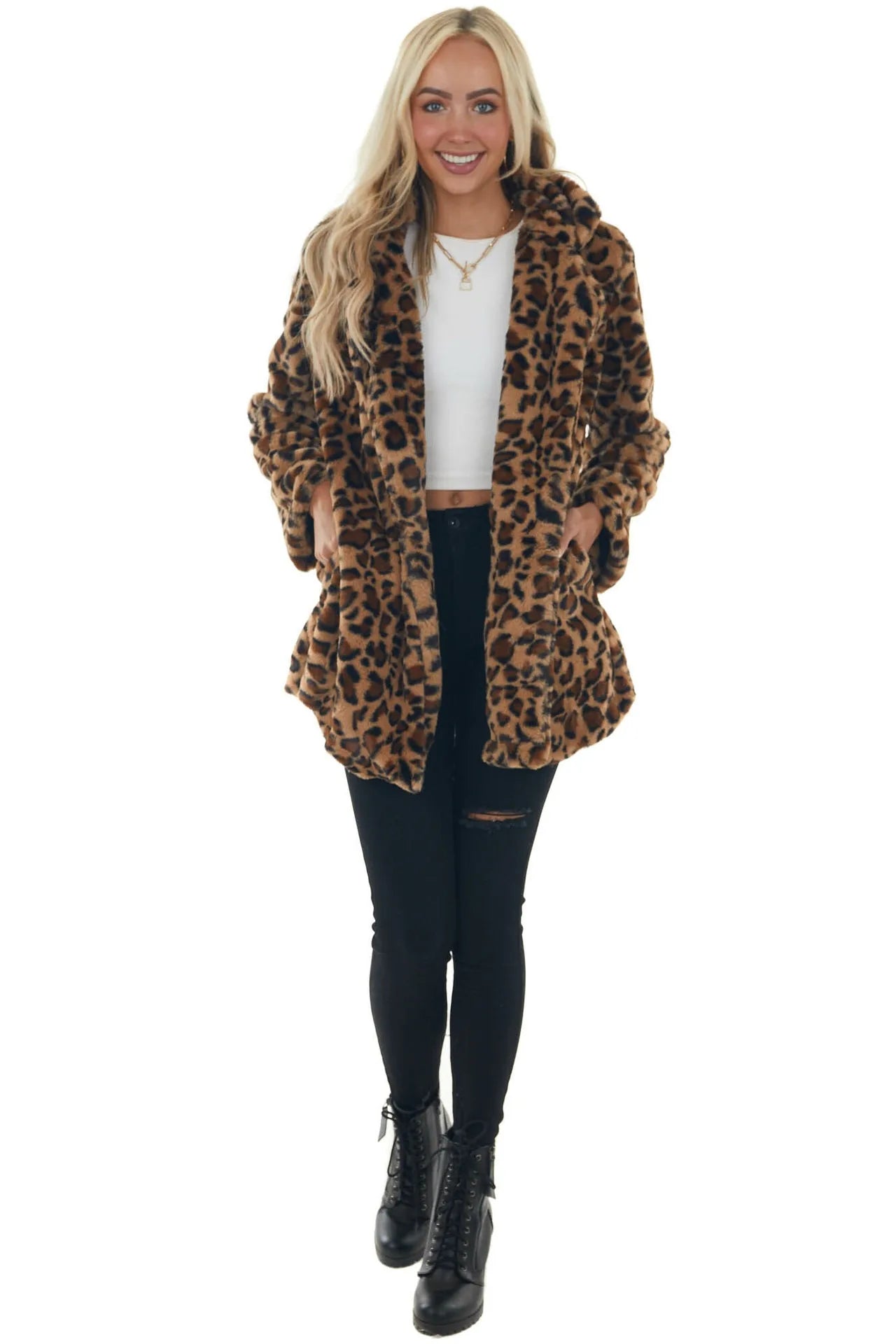 Casaco Feminino Longo Peluciado com Estampada – (Promoção de Inverno 2025)