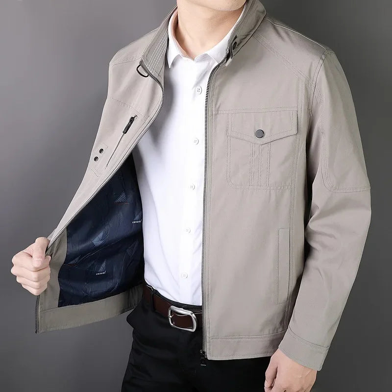 Jaqueta Bomber Masculina Slim Casual com Zíper e Gola Estilo Baseball – (Promoção de Inverno 2025)