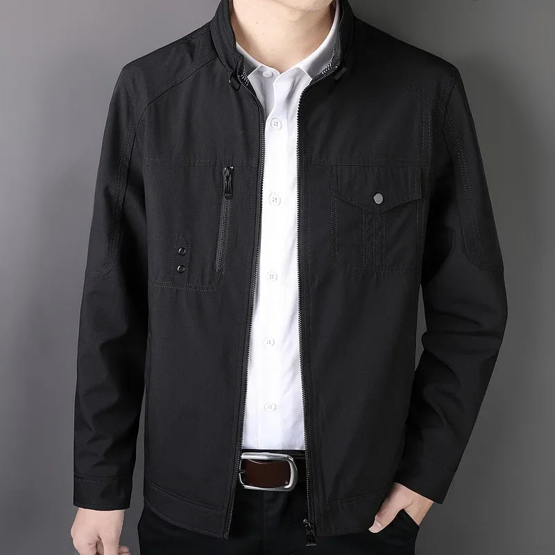 Jaqueta Bomber Masculina Slim Casual com Zíper e Gola Estilo Baseball – (Promoção de Inverno 2025)
