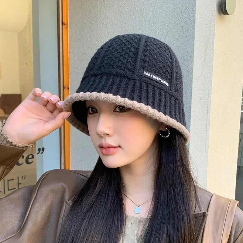 Chapéu Feminino de Lã Estilo Coreano com Visual Retrô – (Promoção de Inverno 2025)