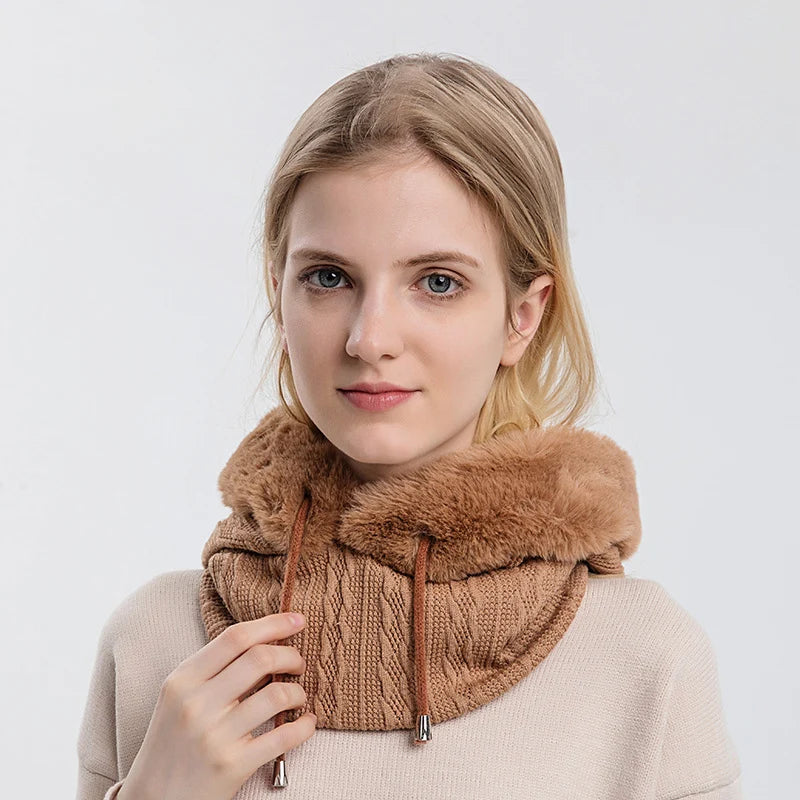 Touca Feminina de Inverno Estilo Balaclava com Gola e Forro Fluffy – (Promoção de Inverno 2025)