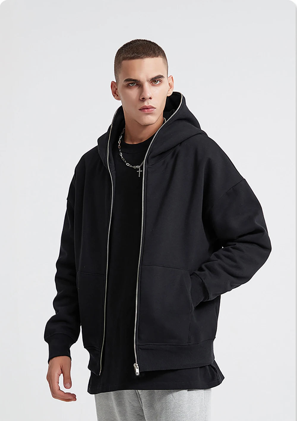 Jaqueta Masculina Moletom com Capuz Retrô e Zíper (Promoção de Inverno 2025)