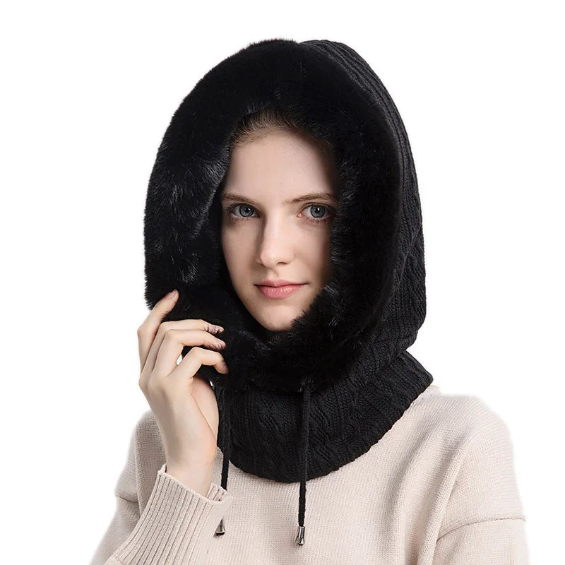 Touca Feminina de Inverno Estilo Balaclava com Gola e Forro Fluffy – (Promoção de Inverno 2025)