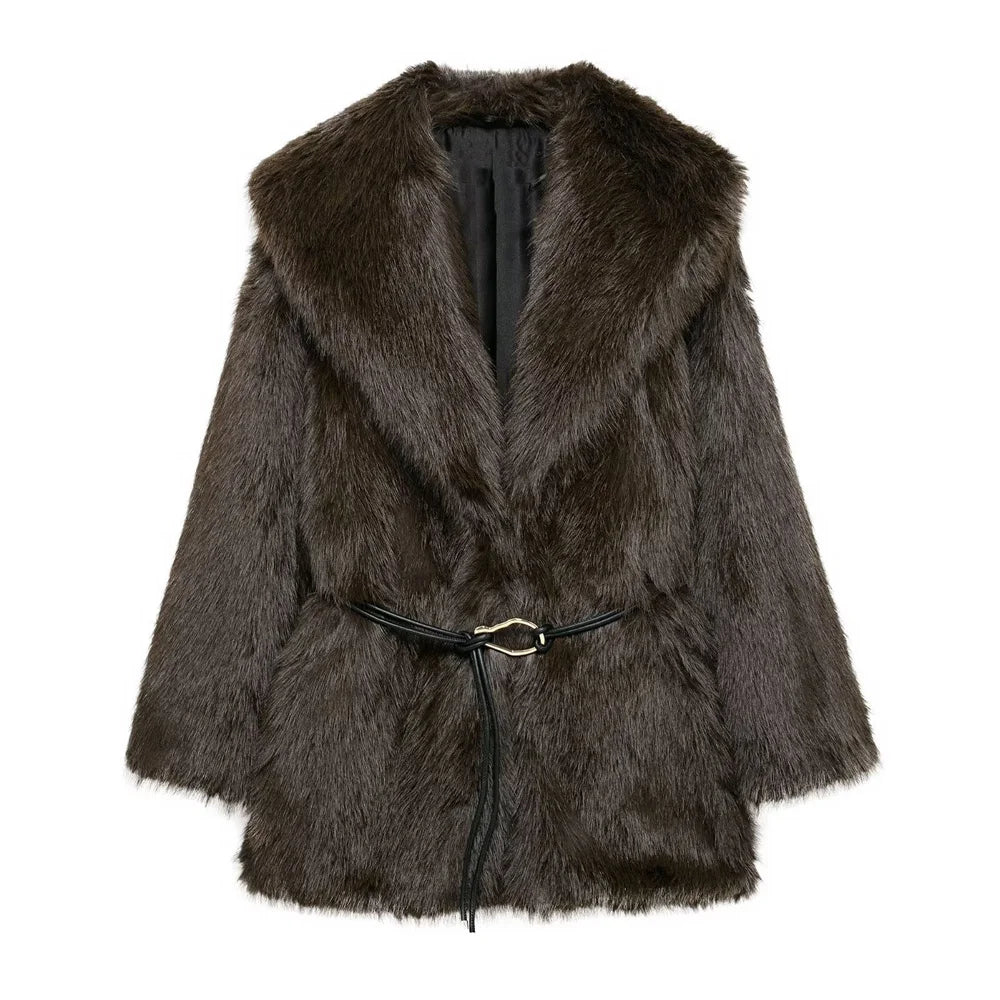 Casaco Feminino Para Inverno Com Cinto Decorativo - (Promoção de Inverno 2025)
