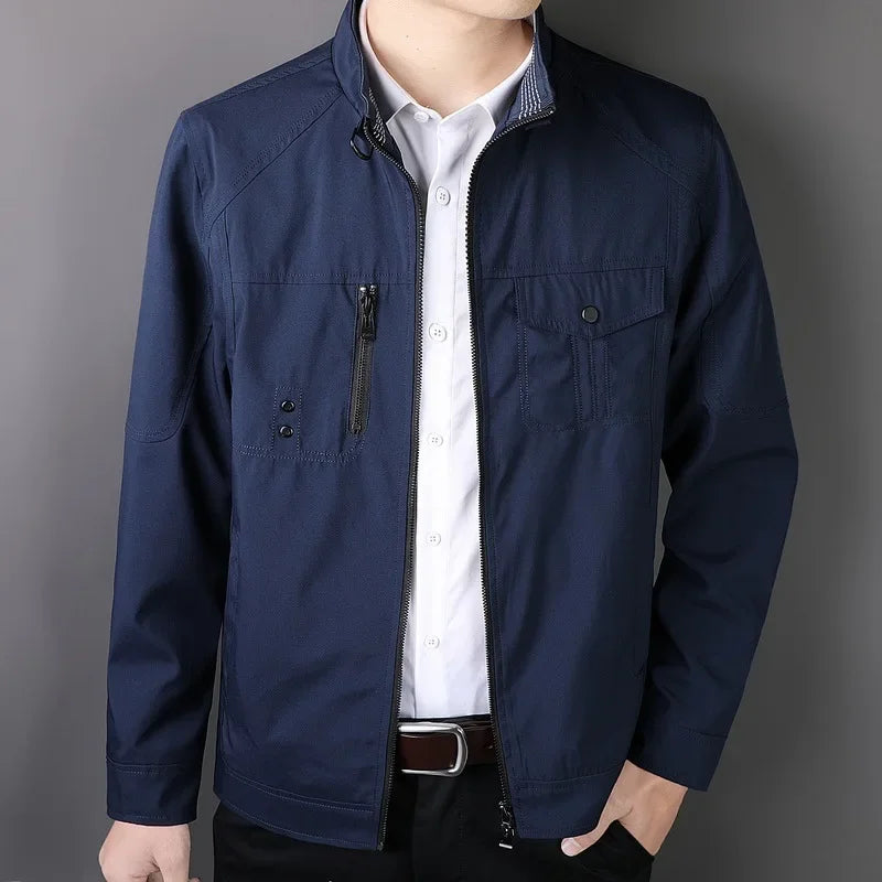 Jaqueta Bomber Masculina Slim Casual com Zíper e Gola Estilo Baseball – (Promoção de Inverno 2025)