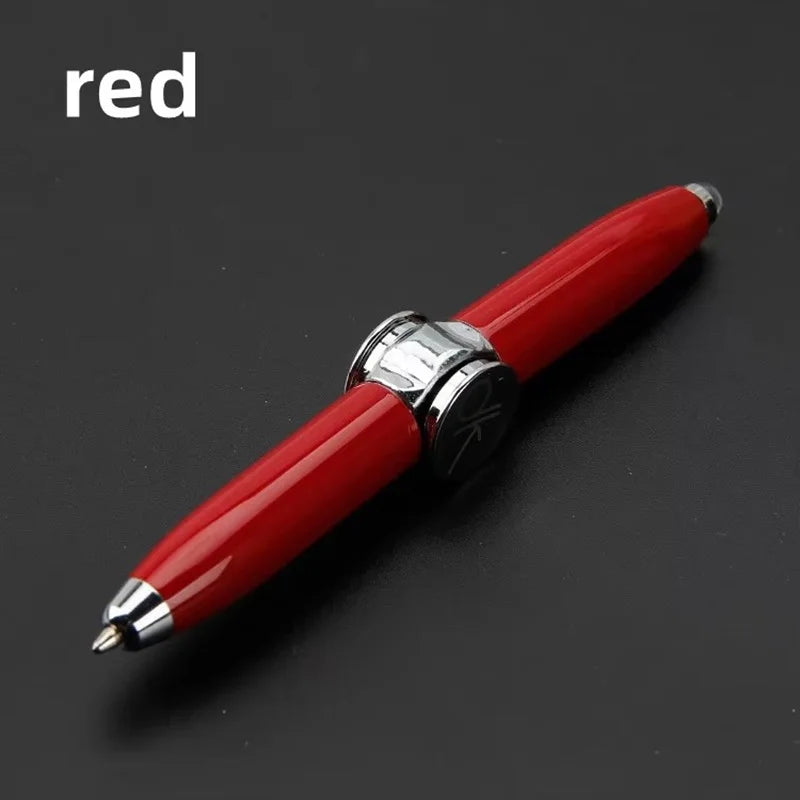 Caneta Fidget Metálica com Luz LED – Giroscópio Divertido e Criativo