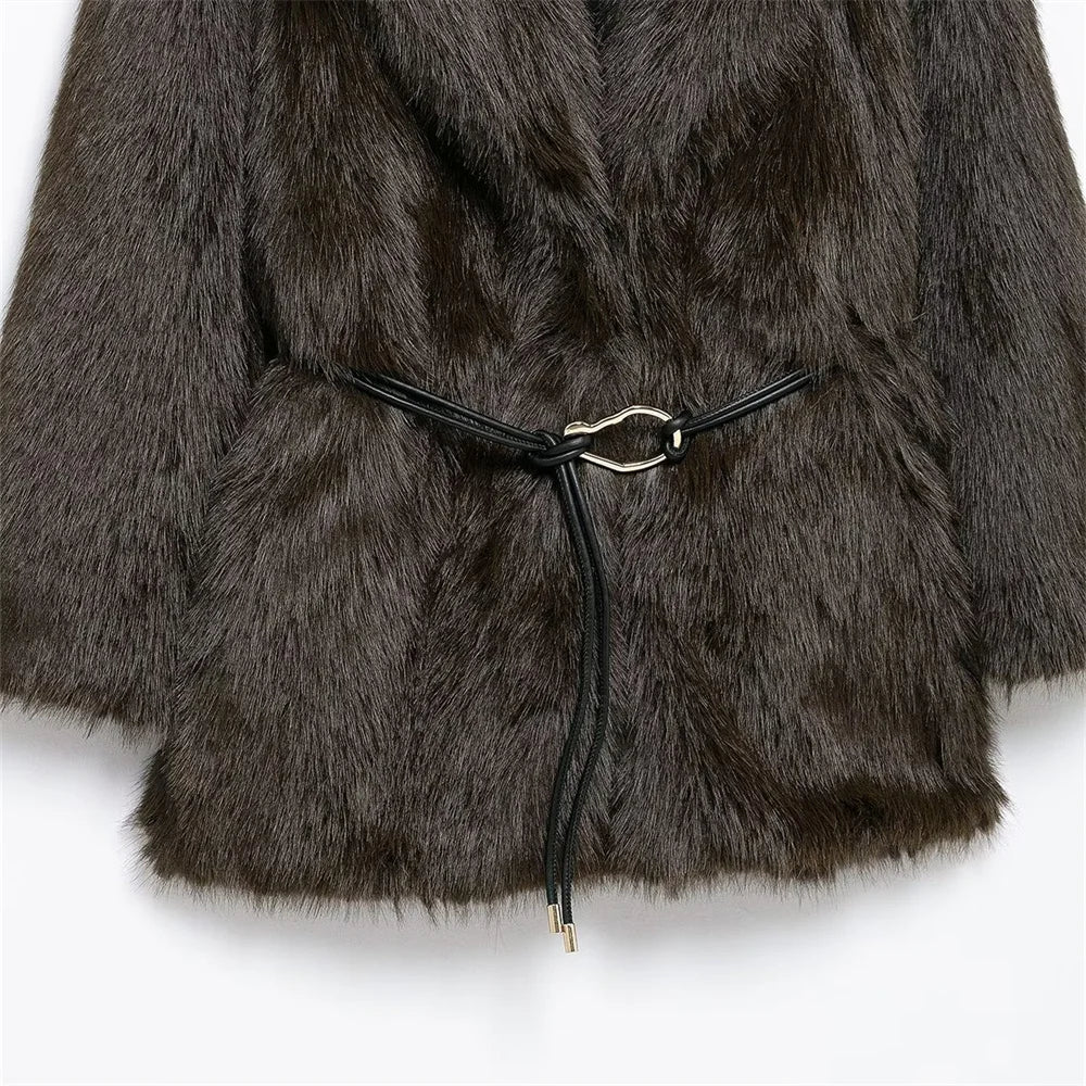 Casaco Feminino Para Inverno Com Cinto Decorativo - (Promoção de Inverno 2025)