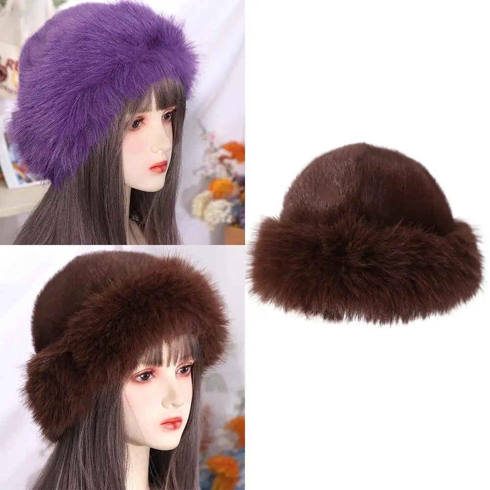 Chapéu Feminino de Inverno Estilo Coreano com Pelúcia Fofa – (Promoção de Inverno 2025)