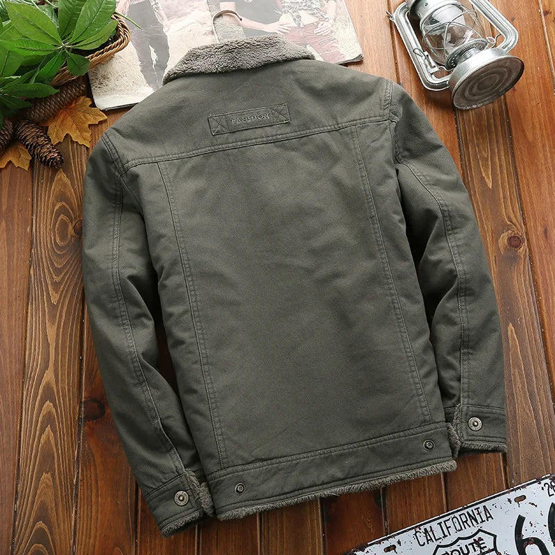 Casaco Masculino com Forro Peluciado Gola Virada Estilo Casual – (Promoção de Inverno 2025)