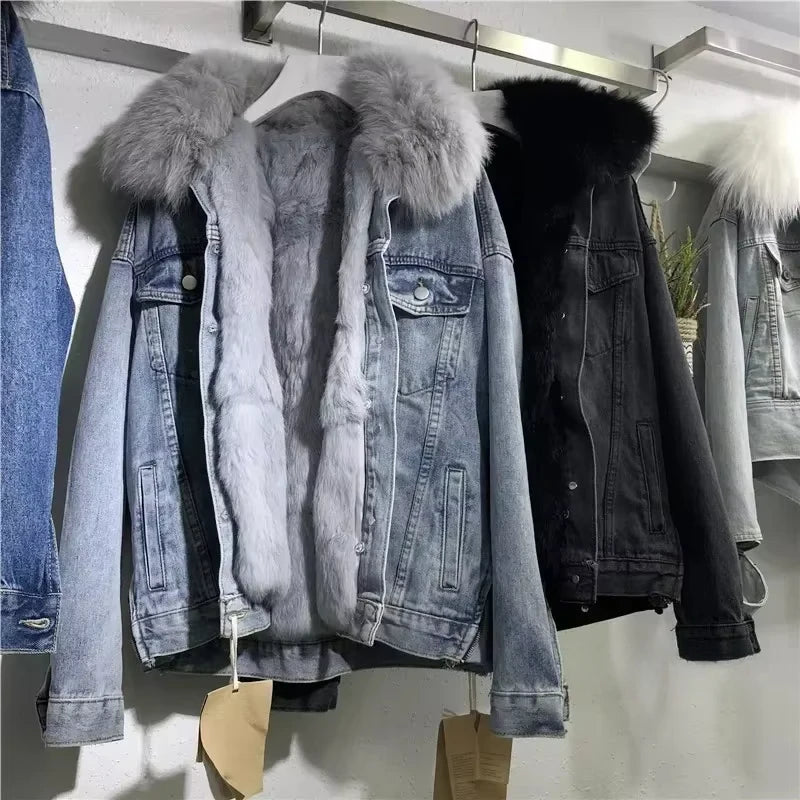Jaqueta Feminina Jeans Casual Modelo com Forro Fleece - (Promoção de Inverno 2025)