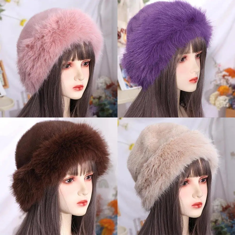 Chapéu Feminino de Inverno Estilo Coreano com Pelúcia Fofa – (Promoção de Inverno 2025)
