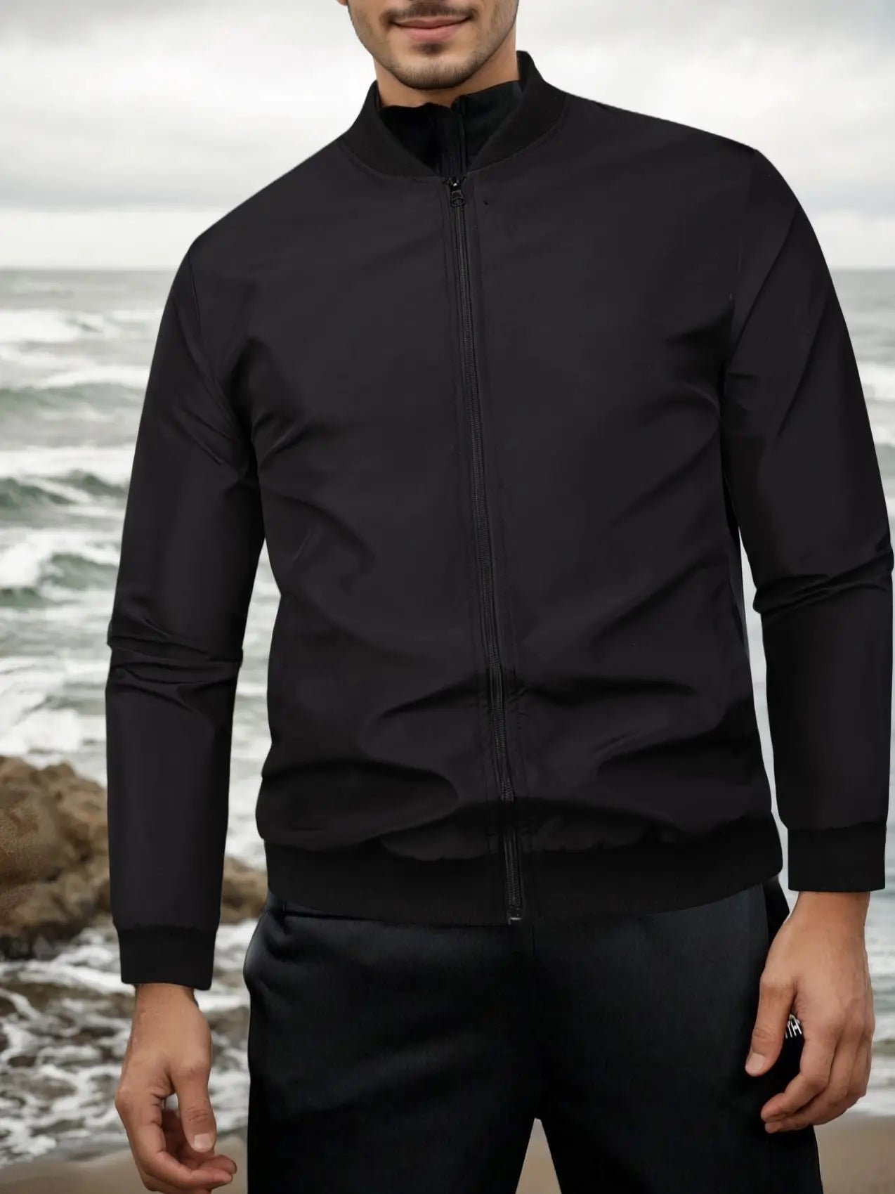 Jaqueta Masculina Impermeável Casual com Gola Manga Longa – (Promoção de Inverno 2025)