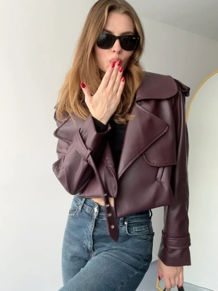 Jaqueta Feminina Vintage com Zíper Gola Lapel - (Promoção de Inverno 2025)