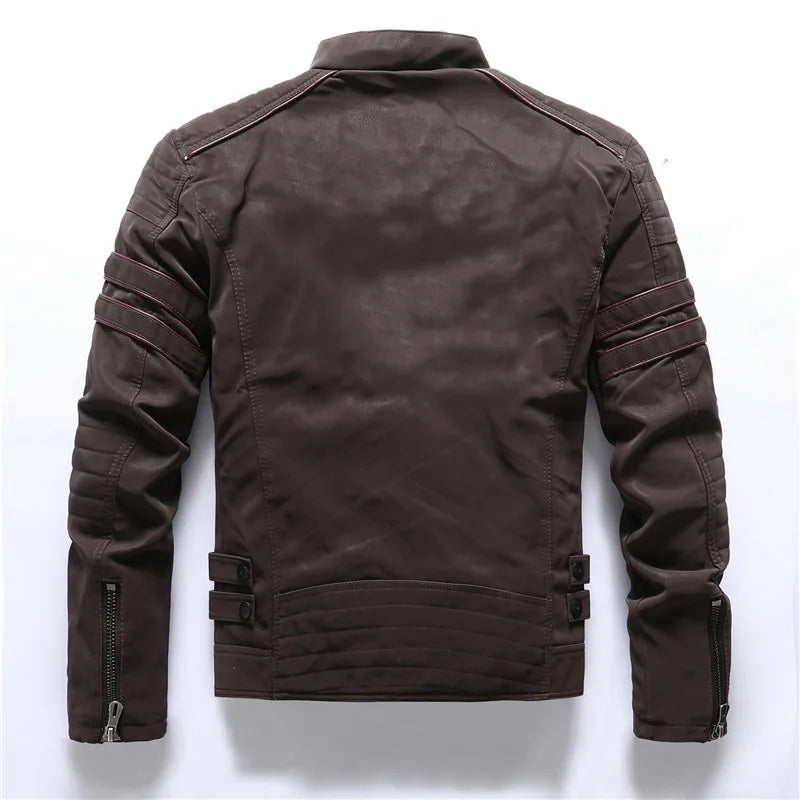 Jaqueta Masculina Estilo Motoqueiro com Forro Peluciado Acabamento Lavado – (Promoção de Inverno 2025)