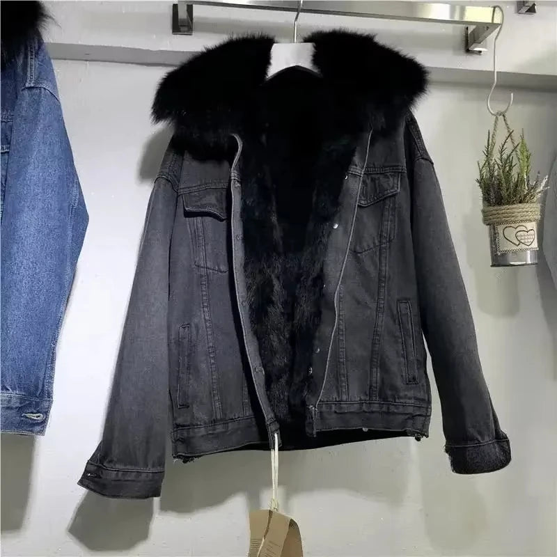 Jaqueta Feminina Jeans Casual Modelo com Forro Fleece - (Promoção de Inverno 2025)