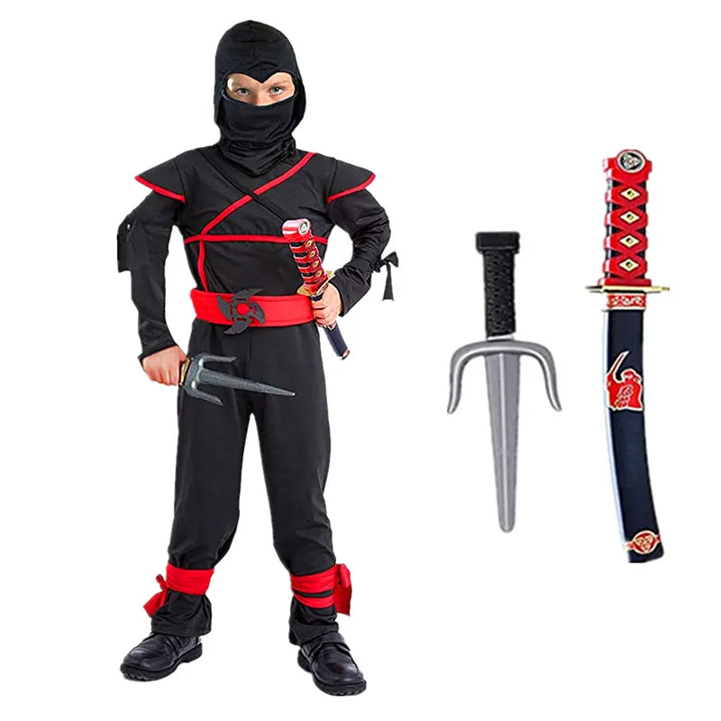 Fantasia Infantil Ninja Preto – Conjunto com Máscara e Acessórios