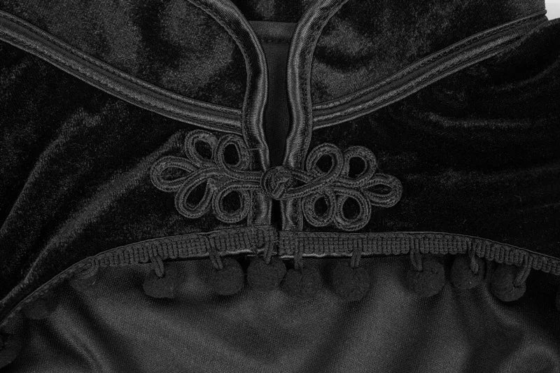 Jaqueta Feminina Gótica com Gola Alta Franjas Estilo Vintage – (Promoção de Inverno 2025)