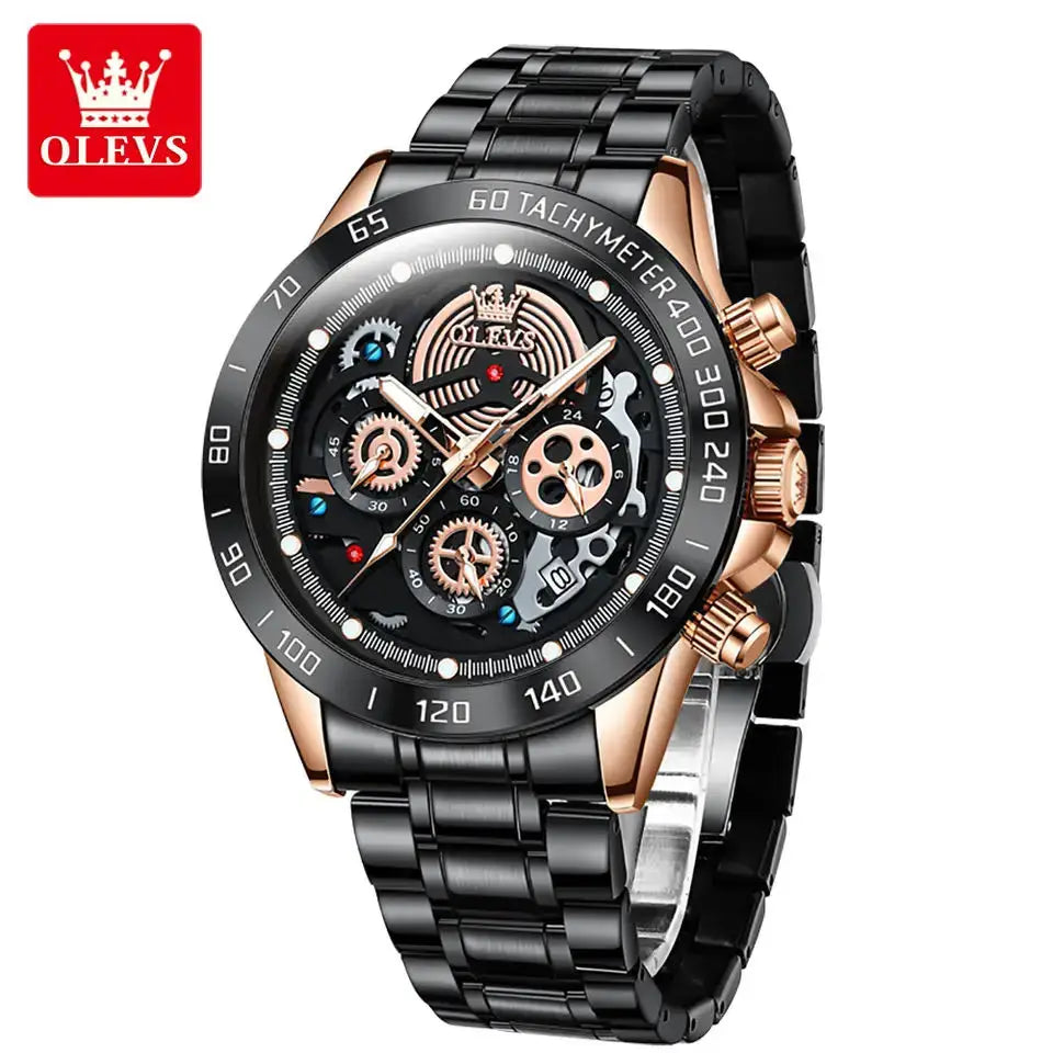 OLEVS Relógio Masculino Original Esqueleto Quartzo