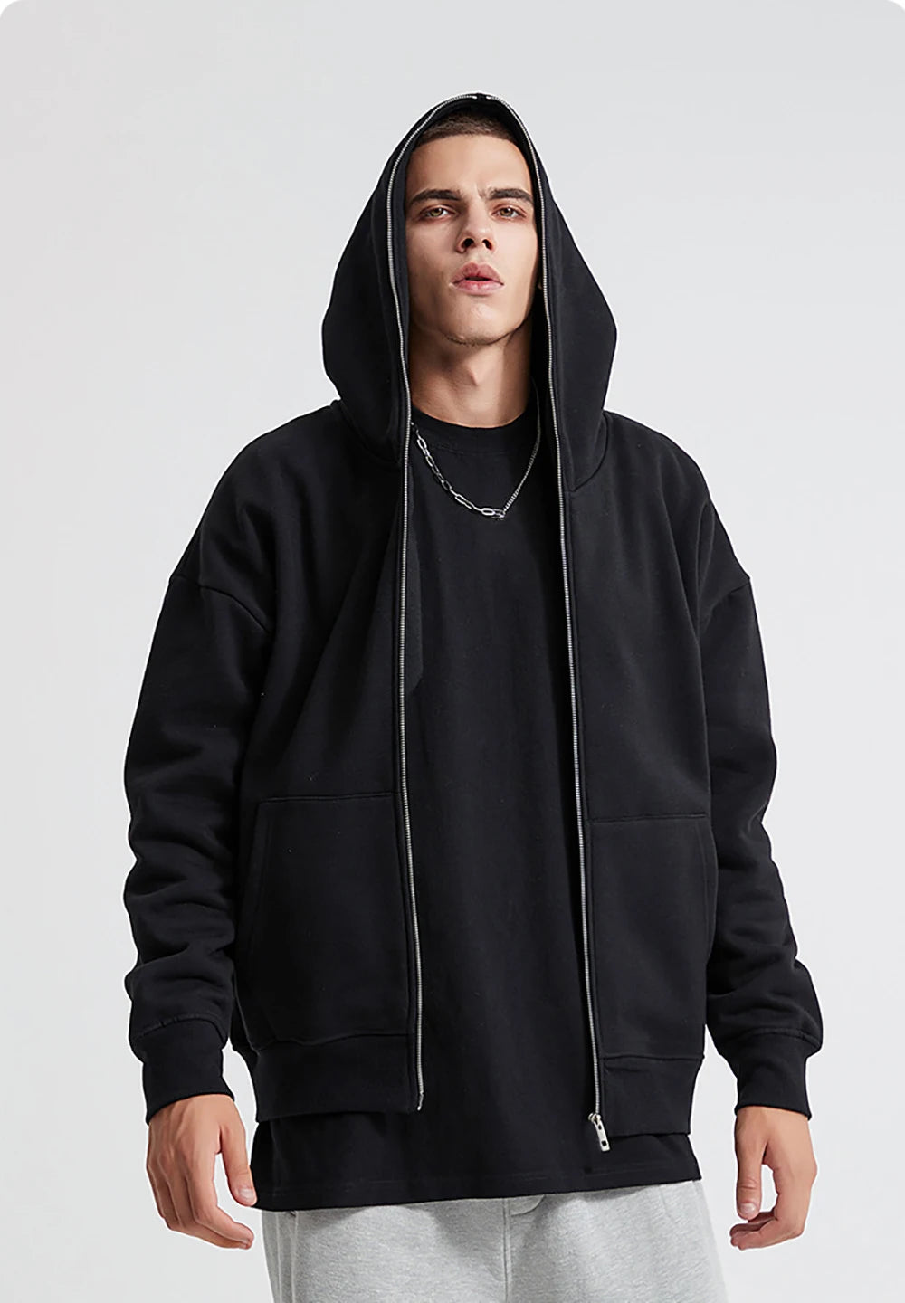 Jaqueta Masculina Moletom com Capuz Retrô e Zíper (Promoção de Inverno 2025)